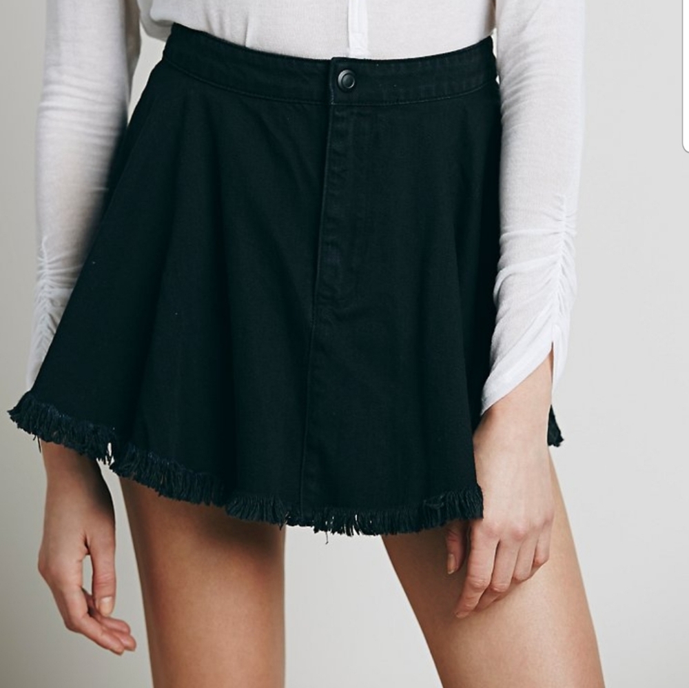 FREE PEOPLE RAW FIT FLARE DENIM SKIRT CS